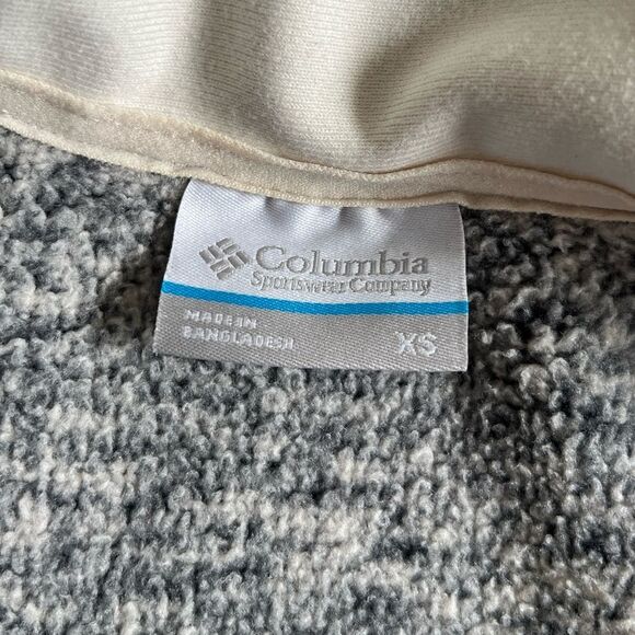 COLUMBIA White and Black Spacedye Knit Fleece Jacket Size XS - Picture 7 of 9